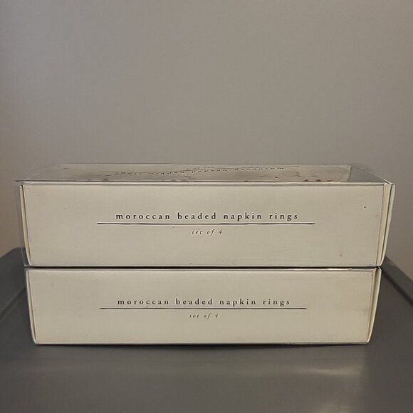 NIB Pier 1 Imports Napkin Ring Holders 8 Moroccan Red Brown Beaded Wires Fancy - Picture 7 of 8